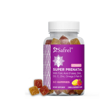Safrel PreNatal and Post Pregnancy Gummy Vitamins, Lemon & Raspberry Lemonade Flavored Pregnancy Vitamins for Women (Vitamins A, C, D, E, B6, B12, and Omega-3 DHA) (60 Count)