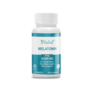 Safrel Melatonin 5mg Tablets, Vegan Natural Sleep Aid, Helps You to Fall Asleep Faster and Stay Asleep Longer, Helps with Occasional Sleeplessness and Supports Restful Sleep, 60 Count