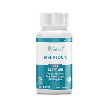 Safrel Melatonin 5mg Tablets, Vegan Natural Sleep Aid, Helps You to Fall Asleep Faster and Stay Asleep Longer, Helps with Occasional Sleeplessness and Supports Restful Sleep, 90 Count