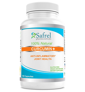 Safrel Turmeric Curcumin Supplement, Vegan, Gluten Free, 120 Capsules - Organic 95% Curcuminoids with Black Pepper, Ginger, Propolis, Cinnamon – Anti Inflammatory, Pain Relief Factor, Joint Support