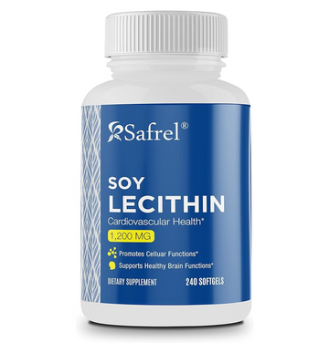 Safrel Lecithin 1200 mg Softgels (240 Count) | High Potency Quick Release Non- GMO Supplement | Promotes Brain & Cardiovascular Health | Aids in Cellular Activities and Lactation