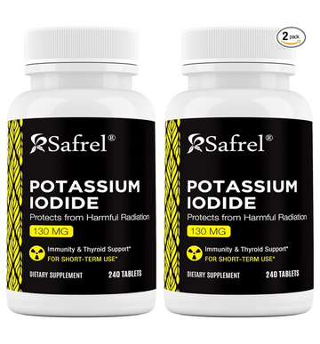 Safrel Potassium Iodide 130 mg, 480 Tablets (2 Pack) | Thyroid Support | Made in USA | Non-GMO Verified | Ki Pills Potassium Iodine Tablets - YODO Naciente