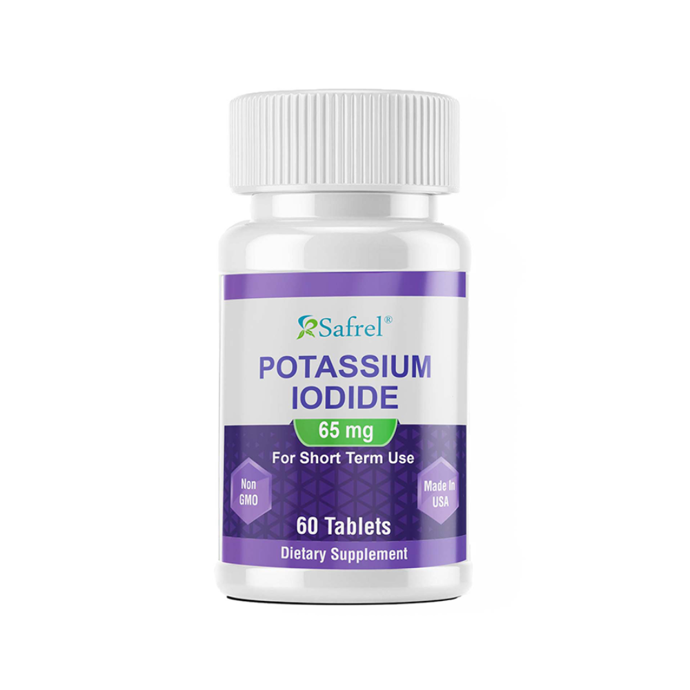 Safrel Potassium Iodide 65 mg, 60 Tablets | Thyroid Support | Made in USA | Non-GMO Verified | Ki Pills Potassium Iodine Tablets - YODO Naciente (60 Count (Pack of 1))