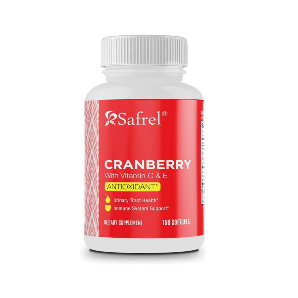 Safrel Cranberry Urinary Tract Health Dietary Supplement, 1 Serving = 1 Glass of Cranberry Juice, Sugar Free, Non-GMO, 150 Softgels