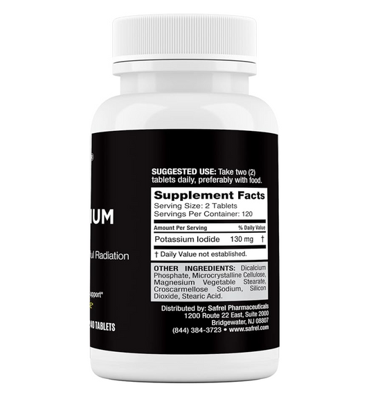 Safrel Potassium Iodide 130 mg, 240 Tablets per pack | Thyroid Support | Made in USA | Non-GMO Verified | Ki Pills Potassium Iodine Tablets - YODO Naciente,