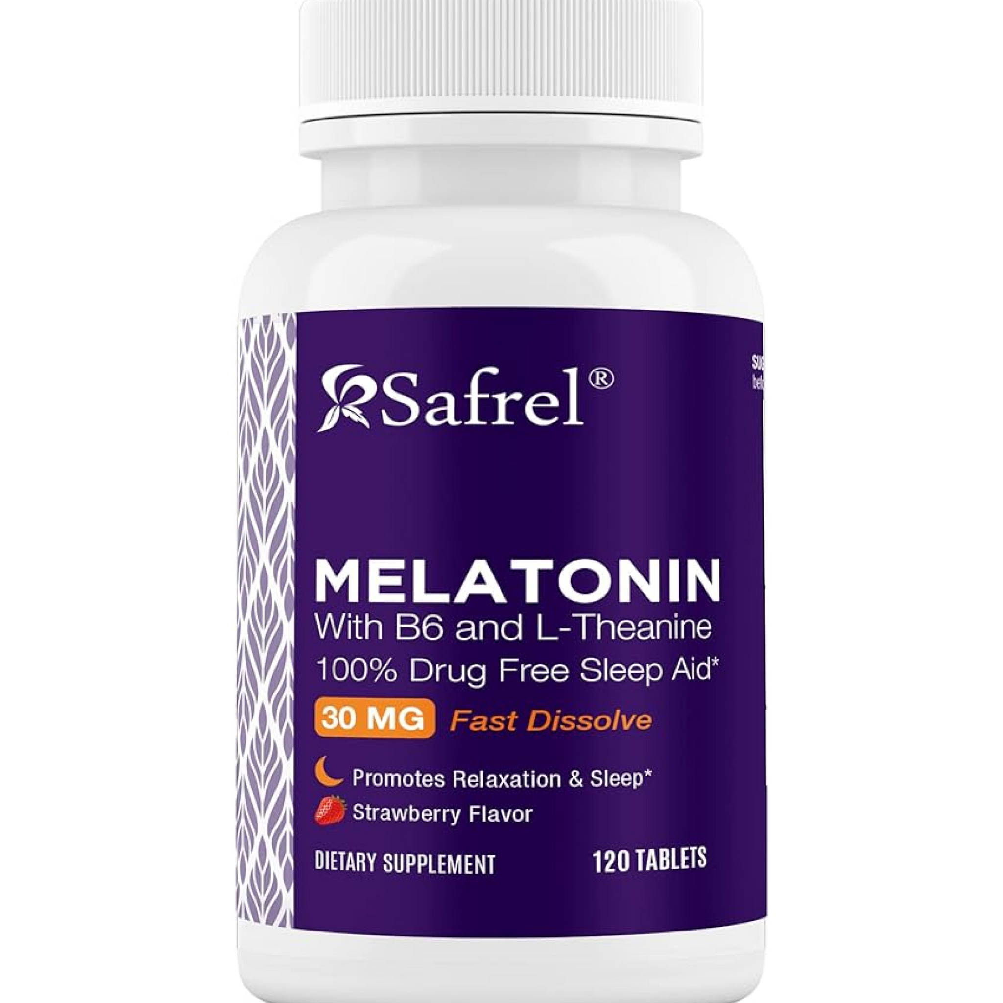 Safrel Melatonin 30mg - with B6 & L-Theanine - 120 Fast Dissolve Tablets with Natural Berry Flavor (2 Tablets Dose = Melatonin 60mg) (120 Count (Pack of 1))