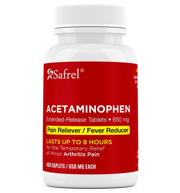 Safrel Acetaminophen Extended-Release Tablets, 650 mg, Arthritis Pain and Fever Relief, 400 Count – Compared to Tylenol – Lasts up to 8 Hours