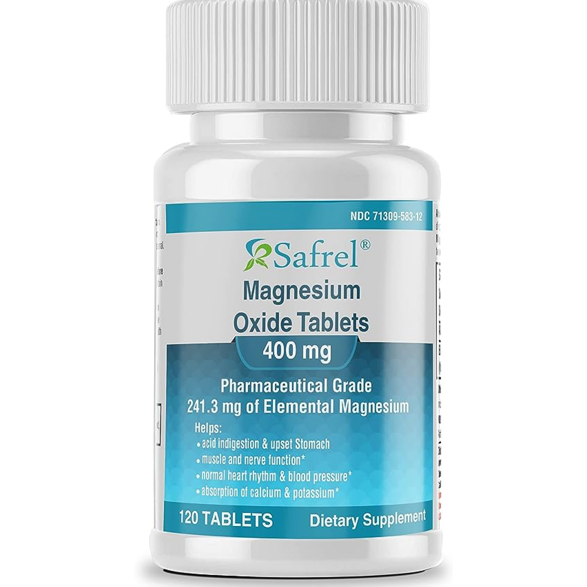 Safrel Magnesium 400mg [High Potency] Supplement – Magnesium Oxide for Immune Support, Muscle Recovery, Leg Cramps, Relaxation - 200 Tablets