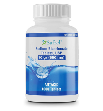 Safrel Sodium Bicarbonate Antiacid 650 mg (10 Grain) 1000 Tablets | for Relief of Acid Indigestion, Heartburn, Sour Stomach & Upset Stomach | Value Savings Pack