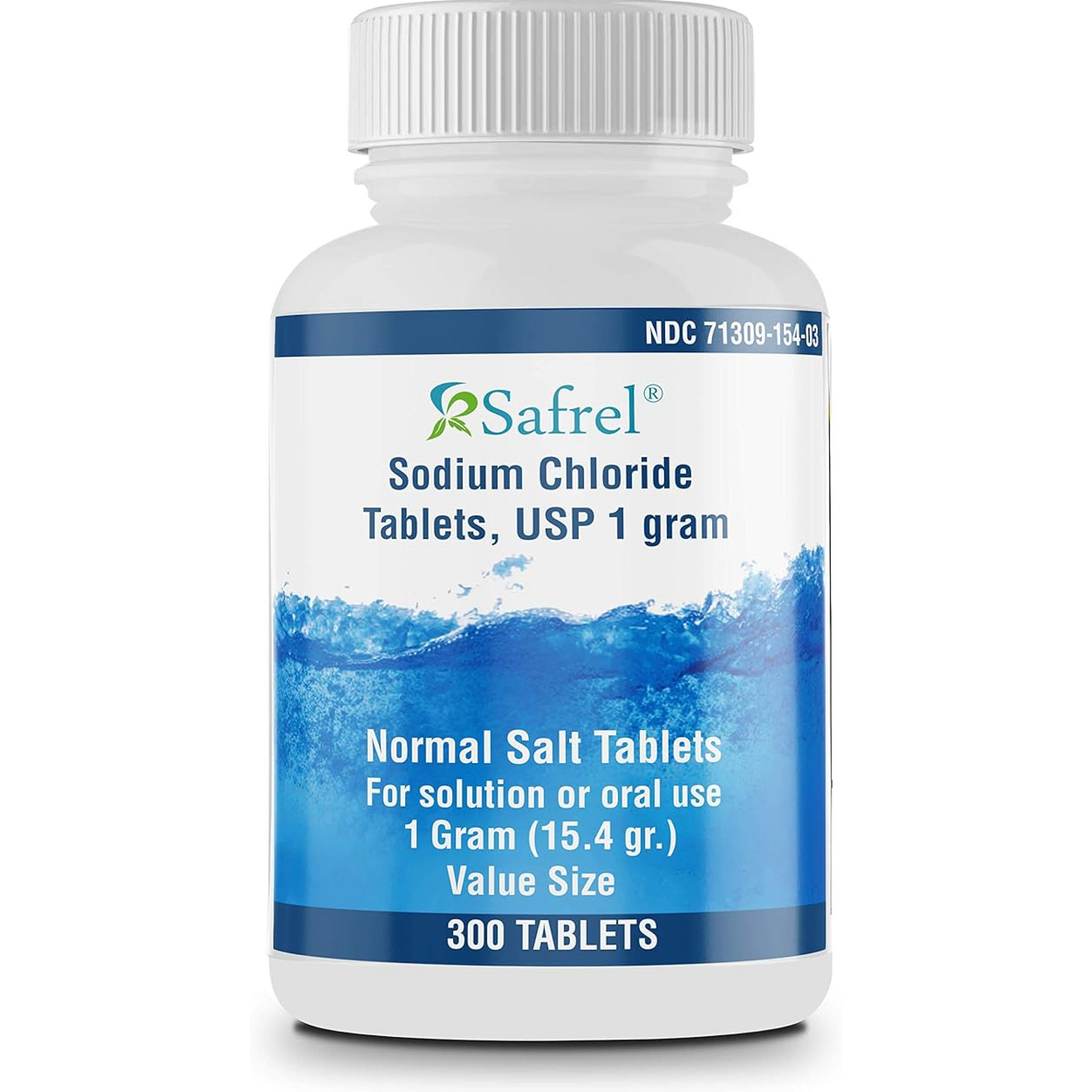 Sodium Chloride Tablets 1 gm, USP | 300 Count | Normal Salt Tablets | (15.4gr.)
