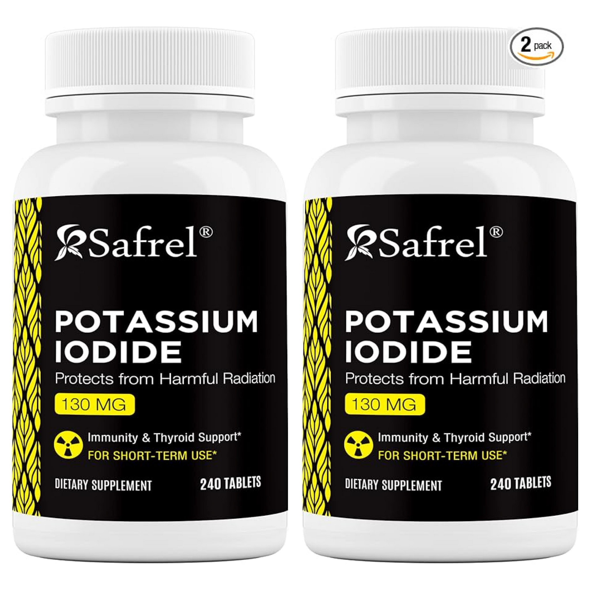 Safrel Potassium Iodide 130 mg, 480 Tablets (2 Pack) | Thyroid Support | Made in USA | Non-GMO Verified | Ki Pills Potassium Iodine Tablets - YODO Naciente