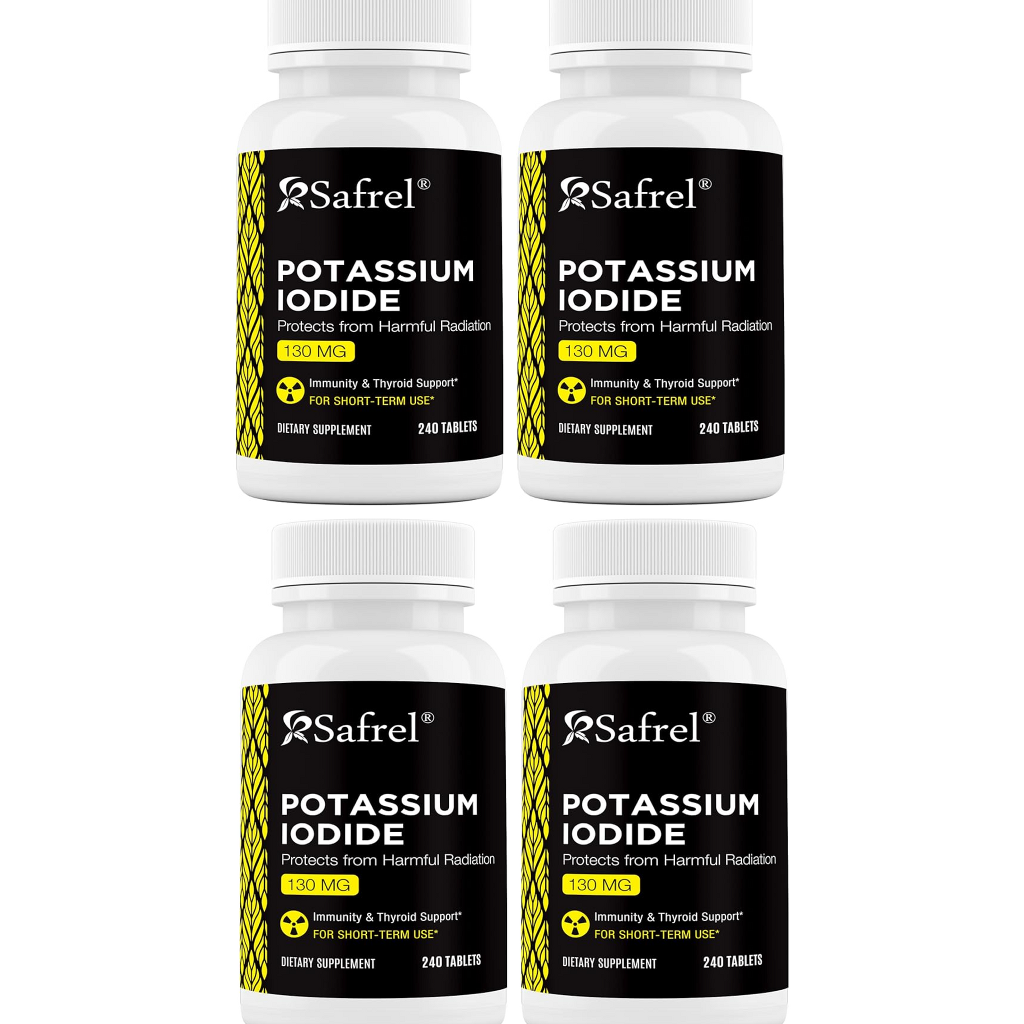 Safrel Potassium Iodide 130 mg, 960 Tablets (4 Pack) | Thyroid Support | Made in USA | Non-GMO Verified | Ki Pills Potassium Iodine Tablets - YODO Naciente,