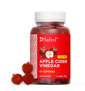 Safrel Apple Cider Vinegar Gummies - Vitamins B9, B12, Iodine, Beet Root, Formulated to Support Weight Loss Efforts, Normal Energy Levels & Gut Health - Supports Digestion, Detox & Cleansing (60 Count)