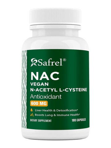 Safrel N-Acetyl-L-Cysteine (NAC) Capsules, 600mg, 180 Count, Respiratory, Immune, Liver Health Potent antioxidant Support, Free-radicals, Easy to Absorb, Non-GMO, Gluten Free