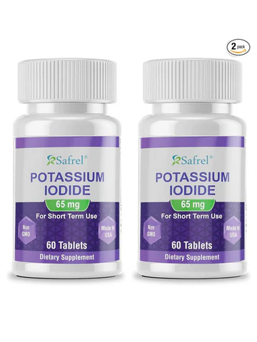 2 Pack - Safrel Potassium Iodide 65 mg per Serving, 60 Tablets | Thyroid Support | Best Natural Dietary Supplement | Made in USA | Kosher