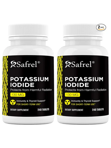 Safrel Potassium Iodide 130 mg, 480 Tablets (2 Pack) | Thyroid Support | Made in USA | Non-GMO Verified | Ki Pills Potassium Iodine Tablets - YODO Naciente