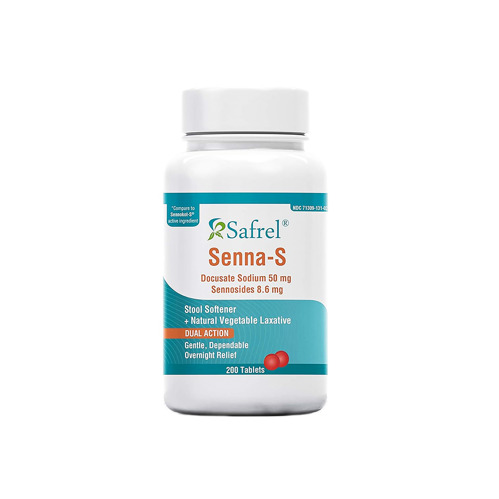 Safrel Senna-S (200 Tablets) Dual Action Natural Vegetable Laxative Stool Softener | Relieves Constipation, Gas, Bloating | Gentle on Stomach | Safe Digestive Support (Generic Senokot-S) | Value Pack