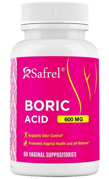 Safrel Boric Acid Vaginal Suppositories - 60 Count (1-Pack) – 100% Pure USA-Made, Supports Intimate & Vaginal Health, pH Balance, Odor Control - Women's Wellness Essential
